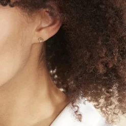 Boucles D'oreilles Puces Eleanor Fleur Or Jaune Oxyde De Zirconium-Histoire d'Or Online