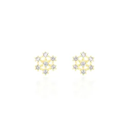 Boucles D'oreilles Puces Eileen Flocon Or Jaune Oxyde De Zirconium-Histoire d'Or New