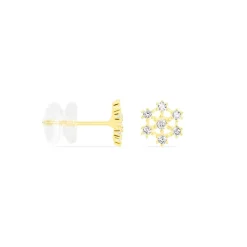 Boucles D'oreilles Puces Eileen Flocon Or Jaune Oxyde De Zirconium-Histoire d'Or New