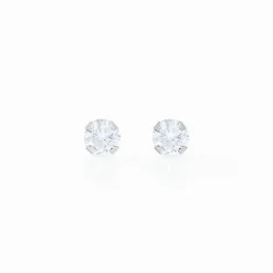 Boucles D'oreilles Puces Eddie Or Blanc Oxyde De Zirconium-Histoire d'Or