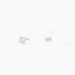 Boucles D'oreilles Puces Eddie Or Blanc Oxyde De Zirconium-Histoire d'Or