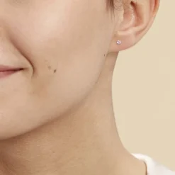 Boucles D'oreilles Puces Eddie Or Blanc Oxyde De Zirconium-Histoire d'Or