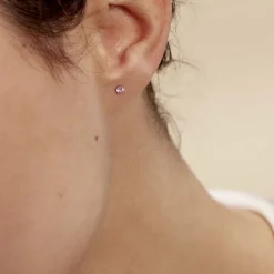 Boucles D'oreilles Puces Eddie Or Blanc Oxyde De Zirconium-Histoire d'Or