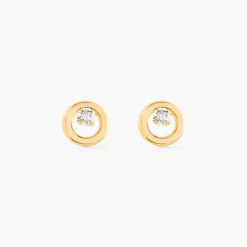 Boucles D'oreilles Puces Edmee Cercle Or Jaune Oxyde De Zirconium-Histoire d'Or Online