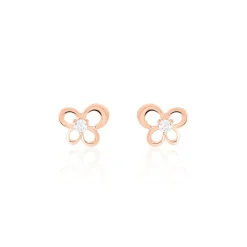 Boucles D'oreilles Puces Eleanor Fleur Or Rose Oxyde De Zirconium-Histoire d'Or Best