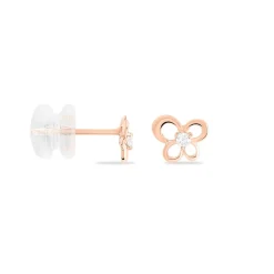 Boucles D'oreilles Puces Eleanor Fleur Or Rose Oxyde De Zirconium-Histoire d'Or Best