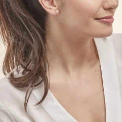 Boucles D'oreilles Puces Eleanor Fleur Or Jaune Oxyde De Zirconium-Histoire d'Or New