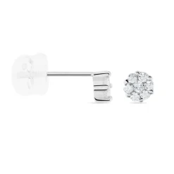 Boucles D'oreilles Puces Eleanor Fleur Or Blanc Oxyde De Zirconium-Histoire d'Or Discount