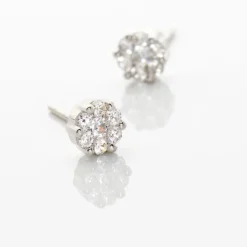 Boucles D'oreilles Puces Eleanor Fleur Or Blanc Oxyde De Zirconium-Histoire d'Or Discount