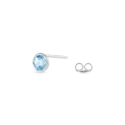 Boucles D'oreilles Puces Edy Serti Clos Or Blanc Topaze-Histoire d'Or Outlet