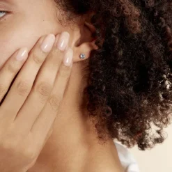 Boucles D'oreilles Puces Edy Serti Clos Or Blanc Topaze-Histoire d'Or Outlet