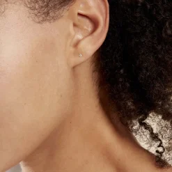 Boucles D'oreilles Puces Eddie Or Blanc Oxyde De Zirconium-Histoire d'Or New