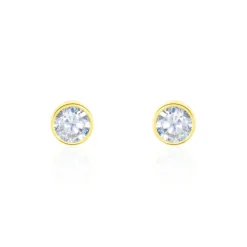 Boucles D'oreilles Puces Elda Serti Clos Or Jaune Oxyde De Zirconium-Histoire d'Or Discount