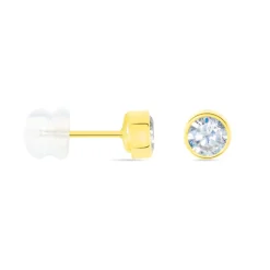 Boucles D'oreilles Puces Elda Serti Clos Or Jaune Oxyde De Zirconium-Histoire d'Or Discount