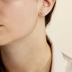 Boucles D'oreilles Puces Elda Serti Clos Or Jaune Oxyde De Zirconium-Histoire d'Or Discount