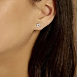 Histoire d'Or Boucles D'oreilles Puces Eclat Argent Blanc Oxyde De Zirconium