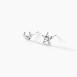 Histoire d'Or Boucles D'oreilles Puces Eden Or Blanc Oxyde De Zirconium