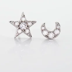 Histoire d'Or Boucles D'oreilles Puces Eden Or Blanc Oxyde De Zirconium