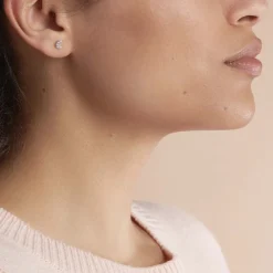 Histoire d'Or Boucles D'oreilles Puces Eden Or Blanc Oxyde De Zirconium