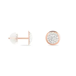 Histoire d'Or Boucles D'oreilles Puces Edmee Cercle 0 Or Rose Strass