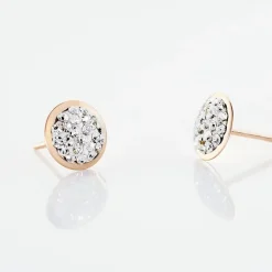 Histoire d'Or Boucles D'oreilles Puces Edmee Cercle 0 Or Rose Strass