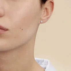 Boucles D'oreilles Puces Elda Serti Clos Or Blanc Oxyde De Zirconium-Histoire d'Or Discount