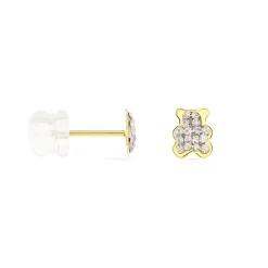 Histoire d'Or Boucles D'oreilles Puces Emerica Ours 0 Or Jaune Strass