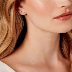 Boucles D'oreilles Puces Elinore Argent Blanc Oxyde De Zirconium-Histoire d'Or Clearance