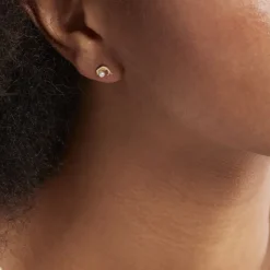 Boucles D'oreilles Puces Eleanor Dauphin Or Jaune Perle De Culture-Histoire d'Or