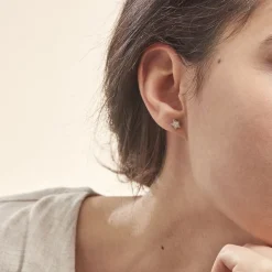 Histoire d'Or Boucles D'oreilles Puces Elais Etoile 0 Or Jaune Strass