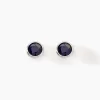 Histoire d'Or Boucles D'oreilles Puces Edy Serti Clos Or Blanc Saphir