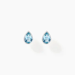 Boucles D'oreilles Puces Fassia Or Blanc Topaze-Histoire d'Or