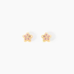 Boucles D'oreilles Puces Fleur Email Or Jaune-Histoire d'Or Online