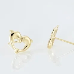 Boucles D'oreilles Puces Fulvie Double Dauphins Or Jaune-Histoire d'Or New