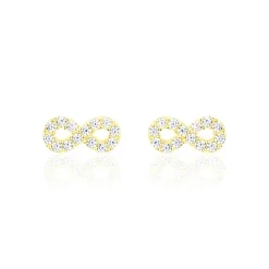 Boucles D'oreilles Puces Fannelle Infini Or Jaune Oxyde De Zirconium-Histoire d'Or Online