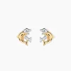 Histoire d'Or Boucles D'oreilles Puces Fulvie Double Dauphins Or Bicolore