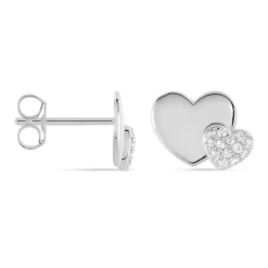 Boucles D'oreilles Puces Flamen Argent Blanc Oxyde De Zirconium-Histoire d'Or Discount