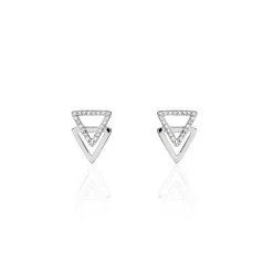 Boucles D'oreilles Puces Glorya Argent Blanc Oxyde De Zirconium-Histoire d'Or Online