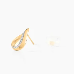 Histoire d'Or Boucles D'oreilles Puces Goccie Or Jaune Diamant