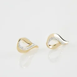 Histoire d'Or Boucles D'oreilles Puces Goccie Or Jaune Diamant