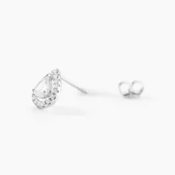 Boucles D'oreilles Puces Hildana Or Blanc Oxyde De Zirconium-Histoire d'Or Clearance