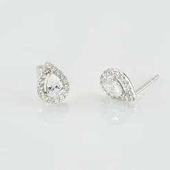 Boucles D'oreilles Puces Hildana Or Blanc Oxyde De Zirconium-Histoire d'Or Clearance