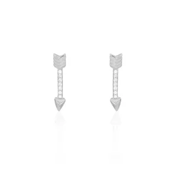 Boucles D'oreilles Puces Harrow Argent Blanc Oxyde De Zirconium-Histoire d'Or