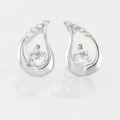 Histoire d'Or Boucles D'oreilles Puces Helie Goutte Or Blanc Oxyde De Zirconium