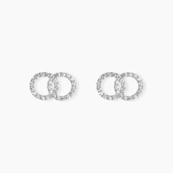 Histoire d'Or Boucles D'oreilles Puces Iwa Argent Blanc Oxyde De Zirconium