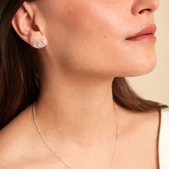 Histoire d'Or Boucles D'oreilles Puces Iwa Argent Blanc Oxyde De Zirconium