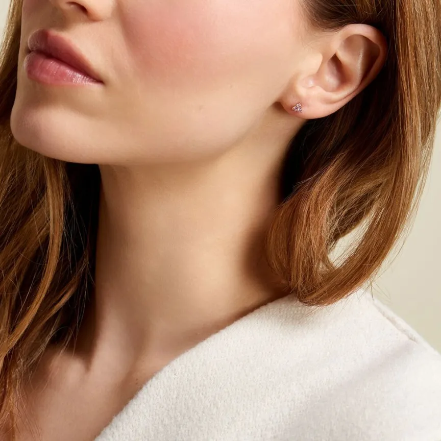 Boucles D'oreilles Puces Istoria Plaqué Or Jaune Oxyde De Zirconium-Histoire d'Or Sale