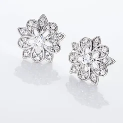 Histoire d'Or Boucles D'oreilles Puces Iona Argent Blanc Oxyde De Zirconium