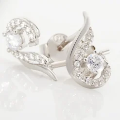 Boucles D'oreilles Puces Indian Drop Argent Blanc Oxyde De Zirconium-Histoire d'Or New