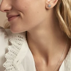 Boucles D'oreilles Puces Isia Argent Blanc Oxyde De Zirconium-Histoire d'Or Clearance